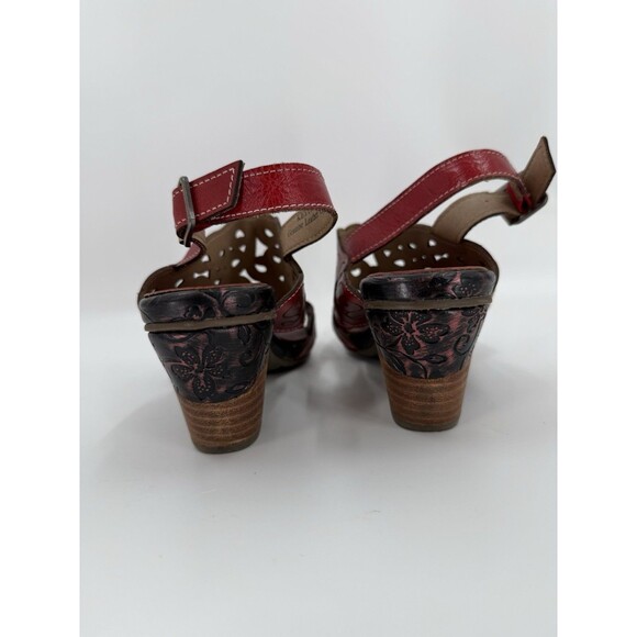 GORGEOUS L’artiste by Spring Step Ketta Red Leather Heeled Open Toe Sandals 38 - Picture 7 of 9